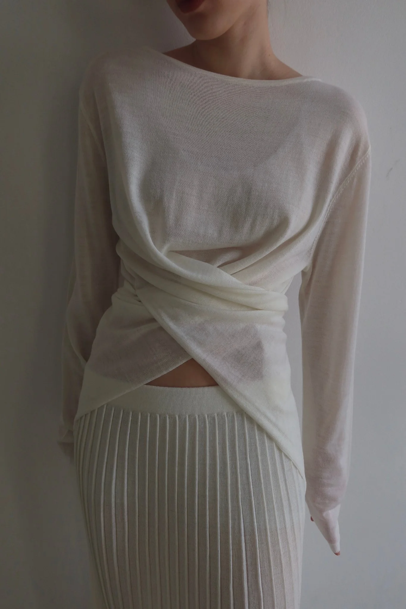 Alaya Cross-Back Top & Ribbed Maxi Skirt Set in Knit - Image 3