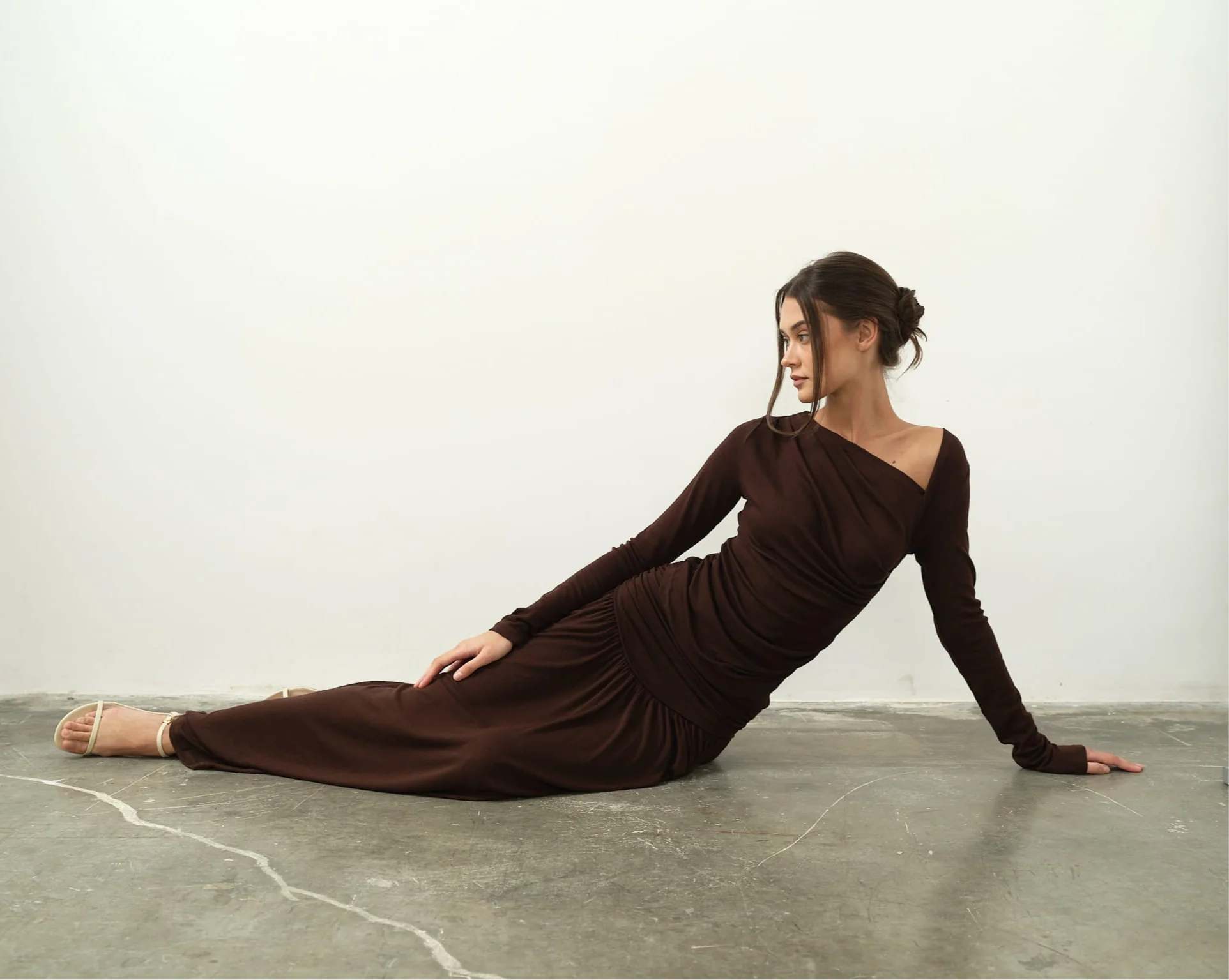 Ariana Draped Top & Maxi Skirt Set in Viscose-Cotton Knit - Image 15
